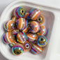 UV Plating Colorful Lollipop Striped Resin Beads 16mm 10pcs 26