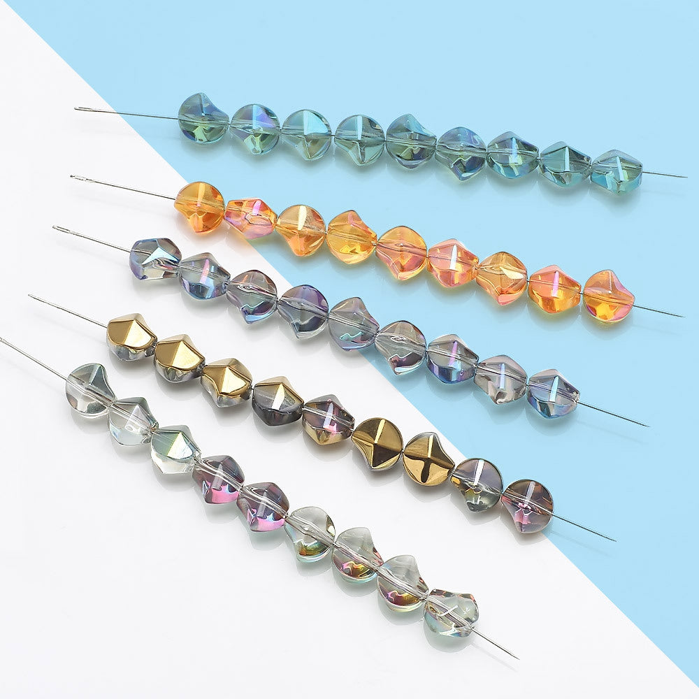 Faceted Four Sided Glass Beads 8mm Electroplated Colorful 50pcs 3