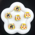 Hand Painted Backpack Acrylic Beads 28x35mm Pingu and Pechabear 4pcs 6