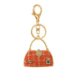 Vintage Alloy Shoulder Bag Keychain with Rhinestone Accent