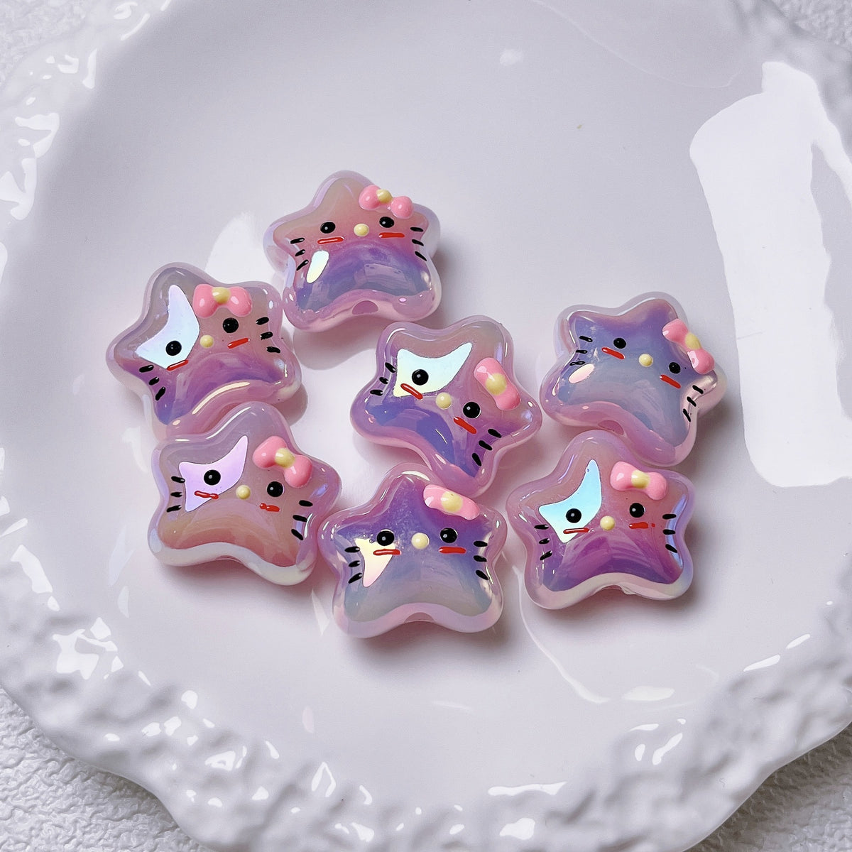 Luminous Hello KT Star Acrylic Beads 20mm Assorted Colors 10pcs 6