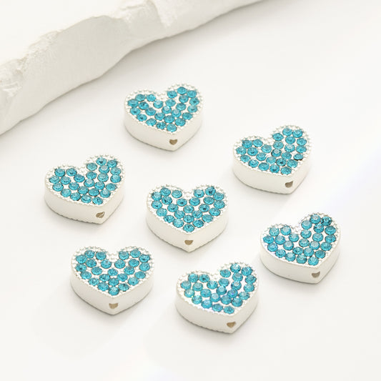 Heart Rhinestone Beads 15mm Zinc Alloy Colorful 10pcs 2
