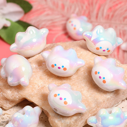 Plated Dumpling Doll Acrylic Beads 27mm UV Rainbow Pastel 25pcs