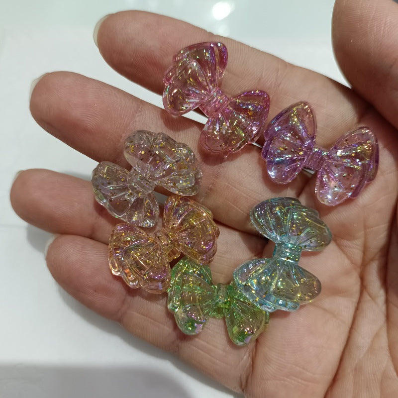 Glow Bow Acrylic Beads 19x27mm Glitter Filled Glow in the Dark 100pcs