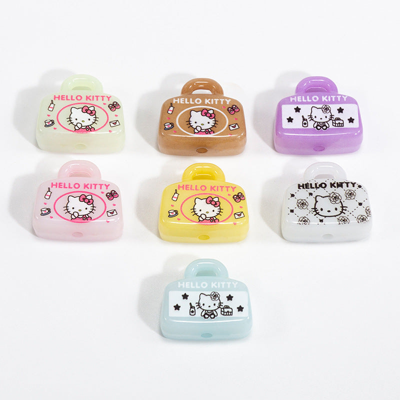 Painted Handbag Acrylic Beads 20/25mm Cartoon Pattern 10pcs 2