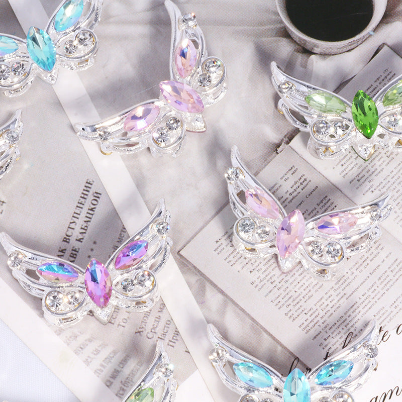 Butterfly Rhinestone Beads Alloy Sparkling Wings 2pcs 2