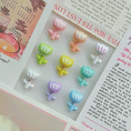 Tulip Metal Beads 3D Painted Pastel Colors 10pcs