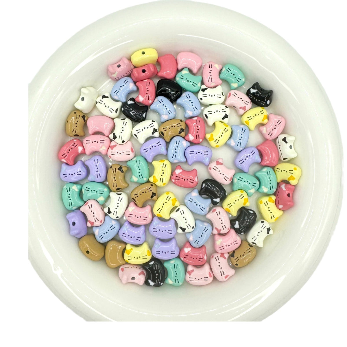 Kitten Metal Beads 12mm Baking Painted Colorful 10pcs 5