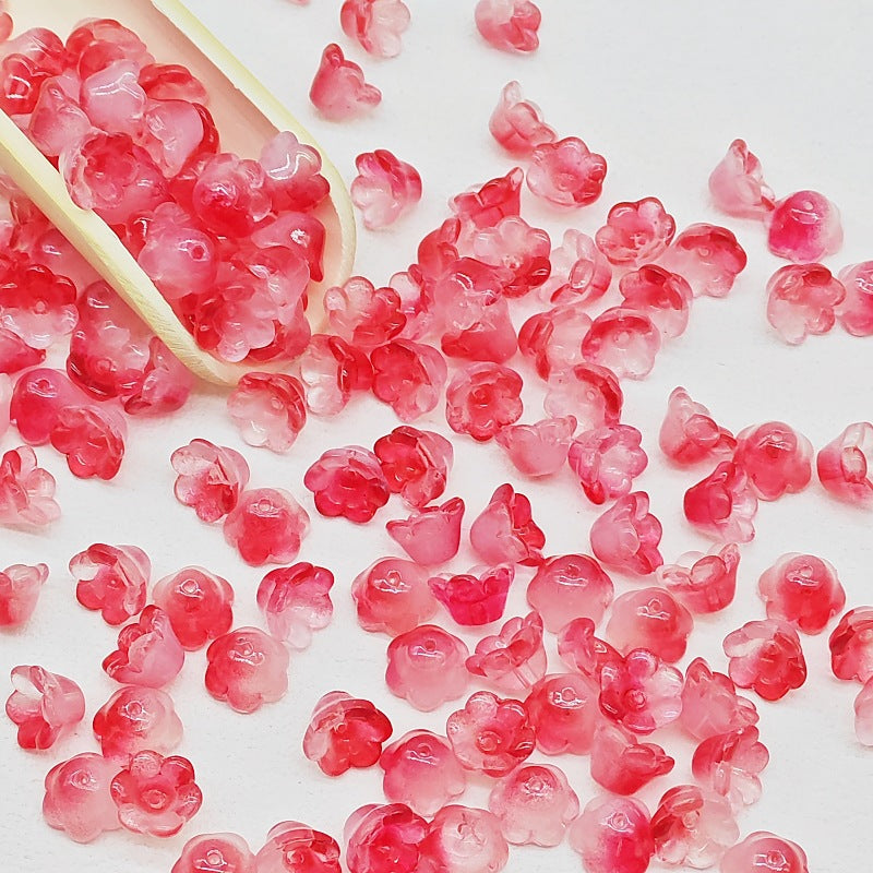 Campanula Flower Glass Beads 7x12mm Frosted Glossy Pastel 50pcs 12