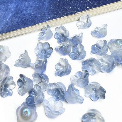 Wind Chime Flower Glass Beads 12mm Transparent Pink 50pcs 48