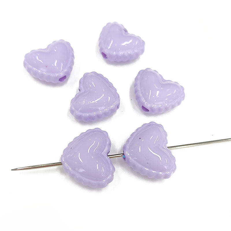 Glossy Painted Lace Heart Acrylic Beads 18mm Colorful Pastel 50pcs 17