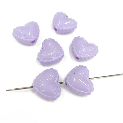 Glossy Painted Lace Heart Acrylic Beads 18mm Colorful Pastel 50pcs 17