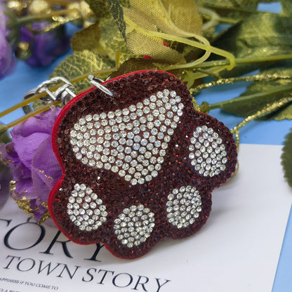 Rhinestone Cat Claw Keychain with Suede Tassel Zinc Alloy Material 6