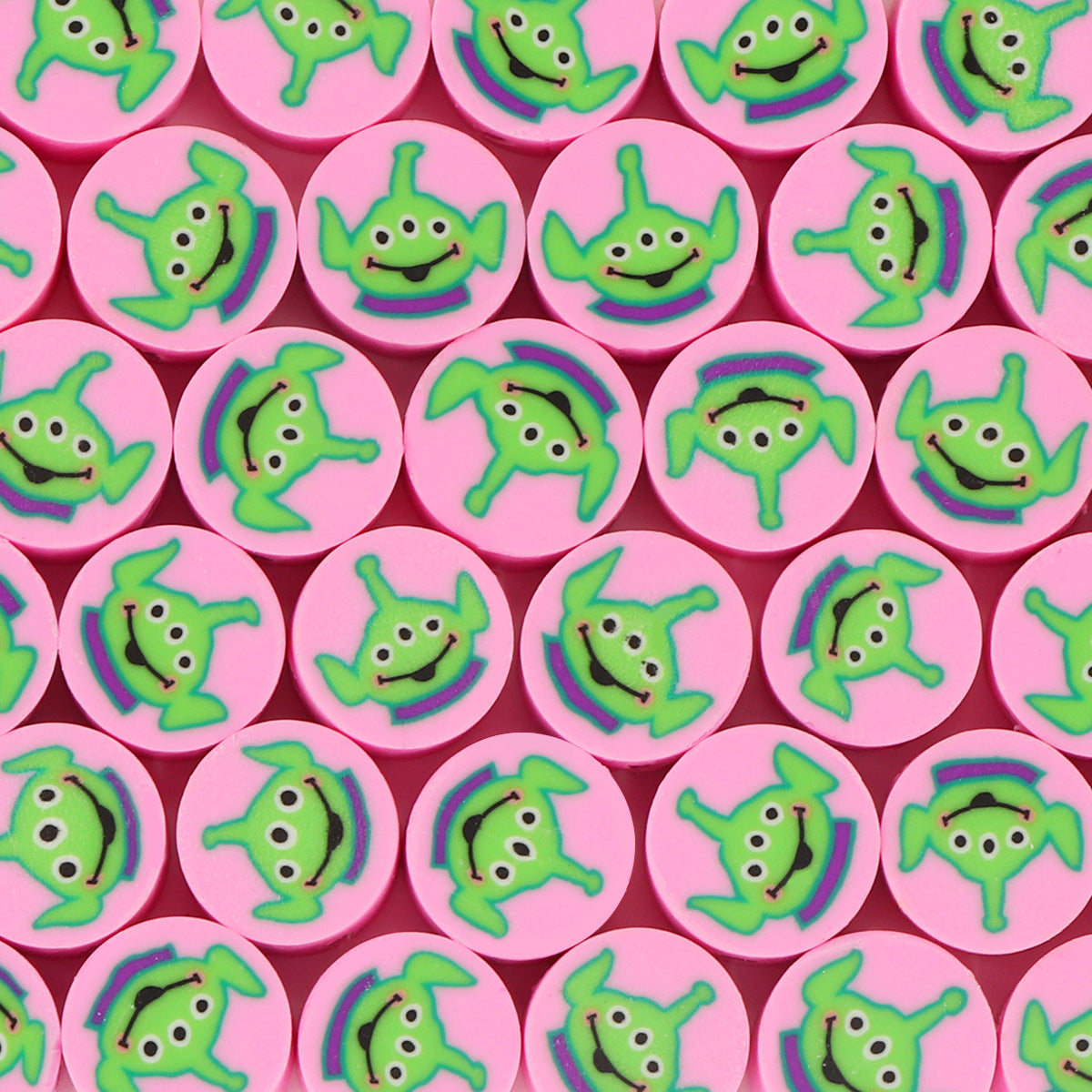 Character Flat Clay Beads 9mm Colorful Anime Designs 100pcs 10