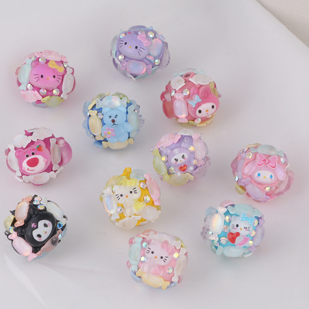 Embellished Round Clay Beads 16mm Cartoon Characters 5pcs 4