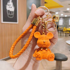 Resin Bear Keychain Embossed Lucky Letter Gold Bowtie Charm 6