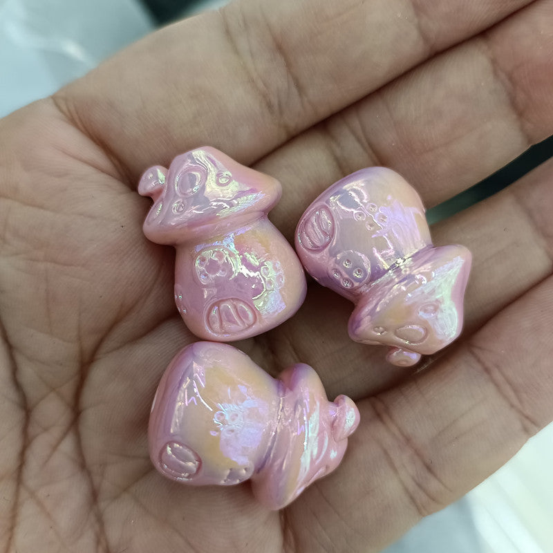 Glow In The Dark Mushroom Acrylic Beads 24mm Plated 50pcs 3