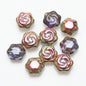 Electroplated Rose Glass Beads 16mm Transparent Iridescent 20pcs 7