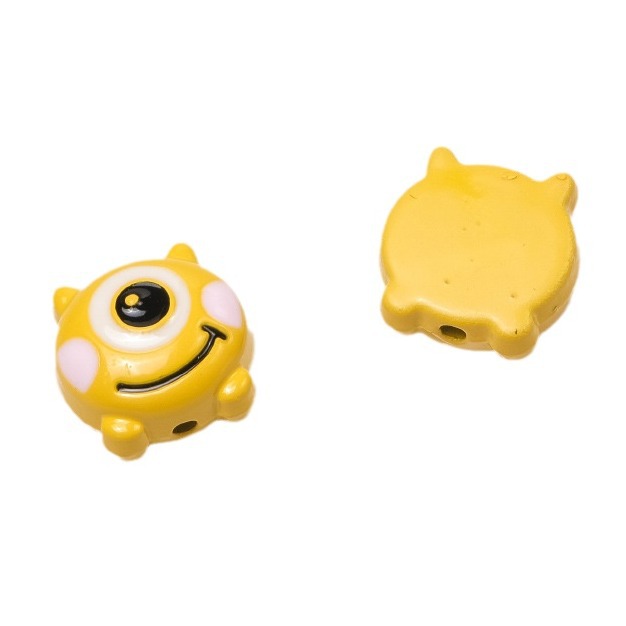 One Eyed Monster Metal Beads 13mm Baking Painted Enamel 10pcs 2
