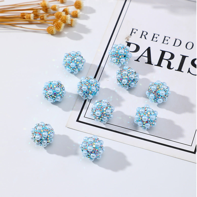 Pearl Clay Ball Rhinestone Beads 16mm Mosaic Shimmer 20pcs 2