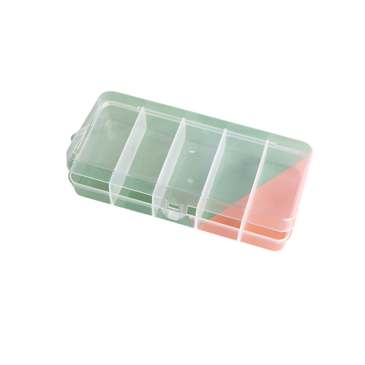 Clear Plastic Organizer Boxes Slim 5 Compartment 13cm 4pcs 5