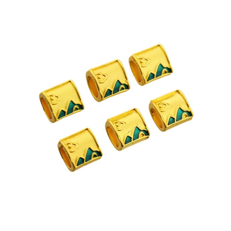 Mountain Map Enamel Alloy Tube Metal Beads 6x8mm Large Hole 20pcs 5