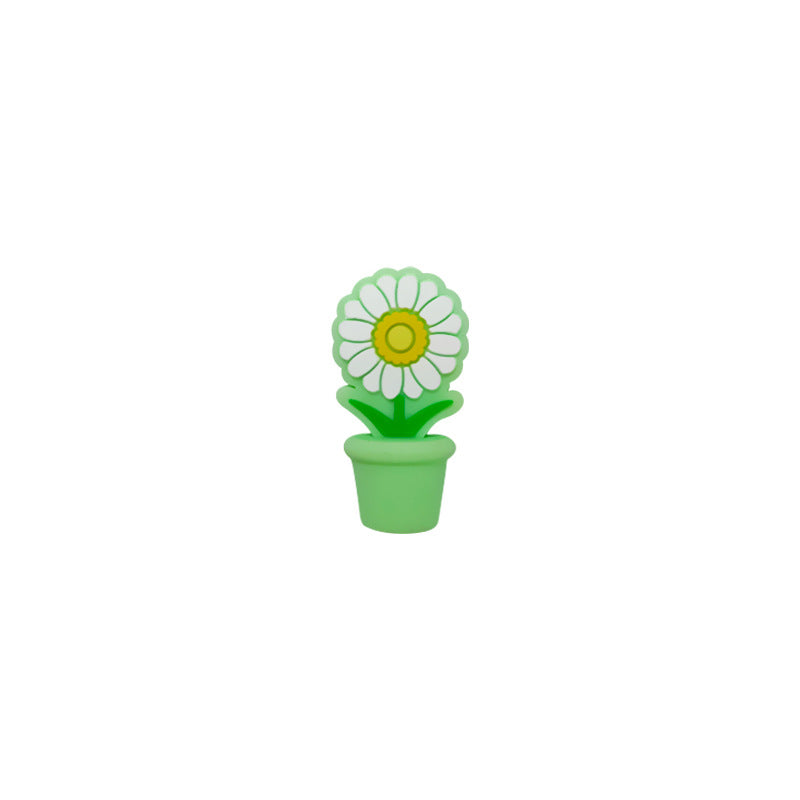 Silicone 3D Focal Beads Potted Daisy Holding Pot 20pcs 10