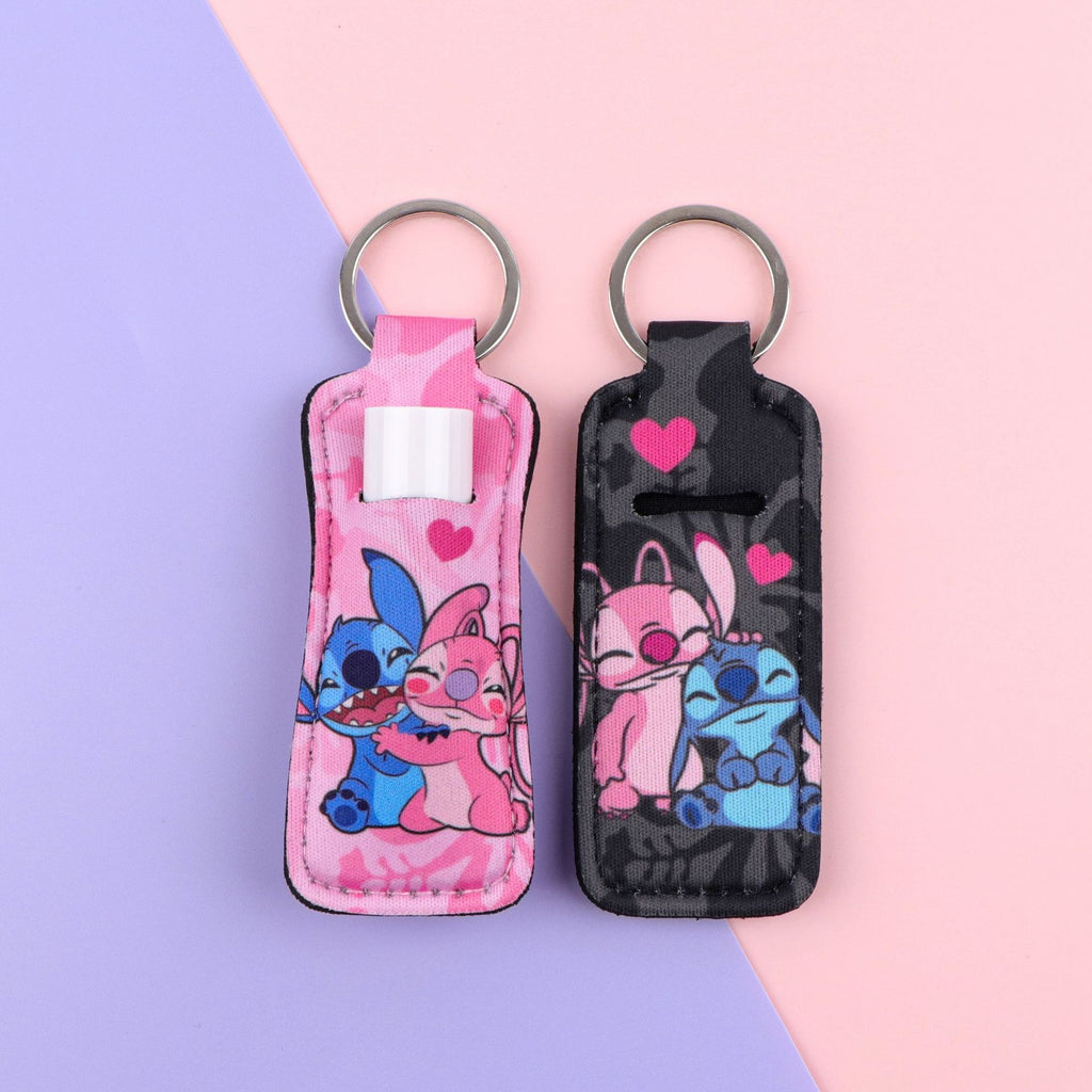 Cartoon Character Chapstick Holder Keychain Neoprene Colorful 8pcs 3