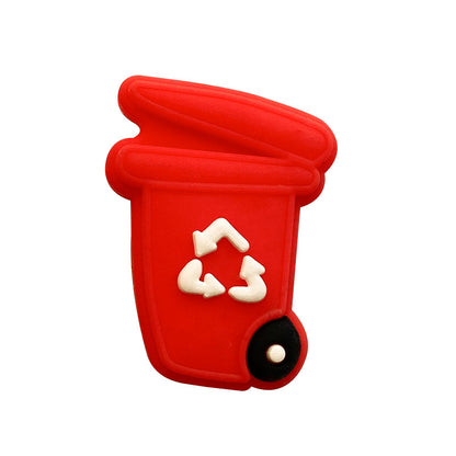 Silicone Focal Beads Garbage Bin With Slightly Open Lid 20pcs 6