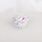 Rhinestone Heart Clay Beads 24mm White Sparkling Center 6pcs 14