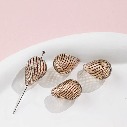 Irregular Hollow Water Drop Blown Glass Beads 22/29mm 4pcs 7