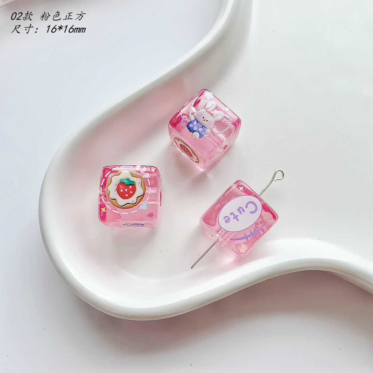 Pink Series Butterfly Flower Acrylic Beads Transparent 1pc 7