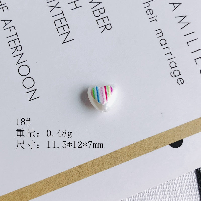 Hand Painted Irregular Shaped Acrylic Beads Imitation Pearl 10pcs 21