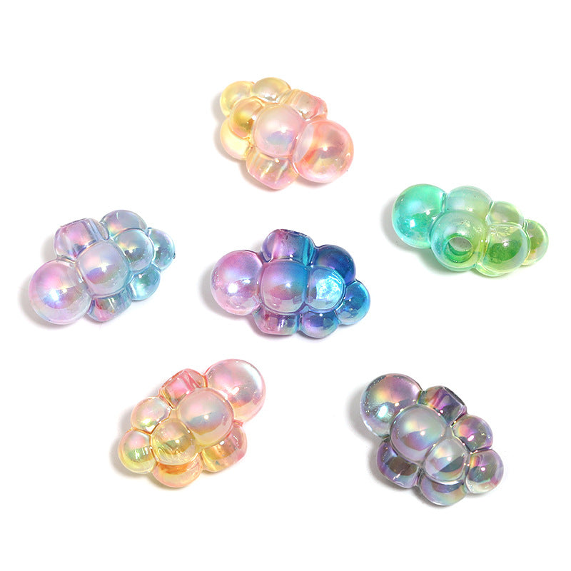 Plating 3D Cloud Acrylic Beads 16x24mm Transparent Iridescent 50pcs 5