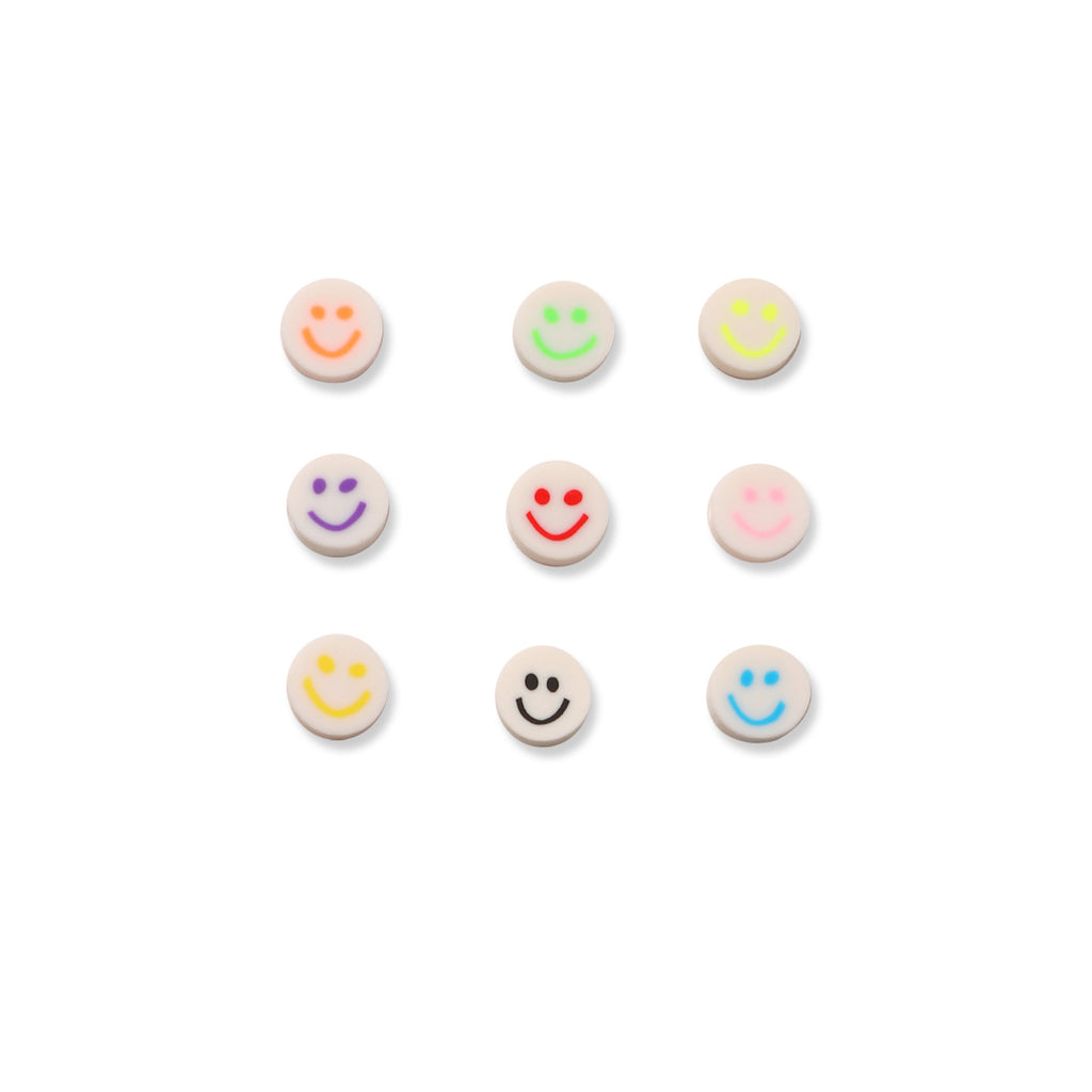 Flat Clay Beads 10mm Colorful Smiley Face Polymer 100pcs 5