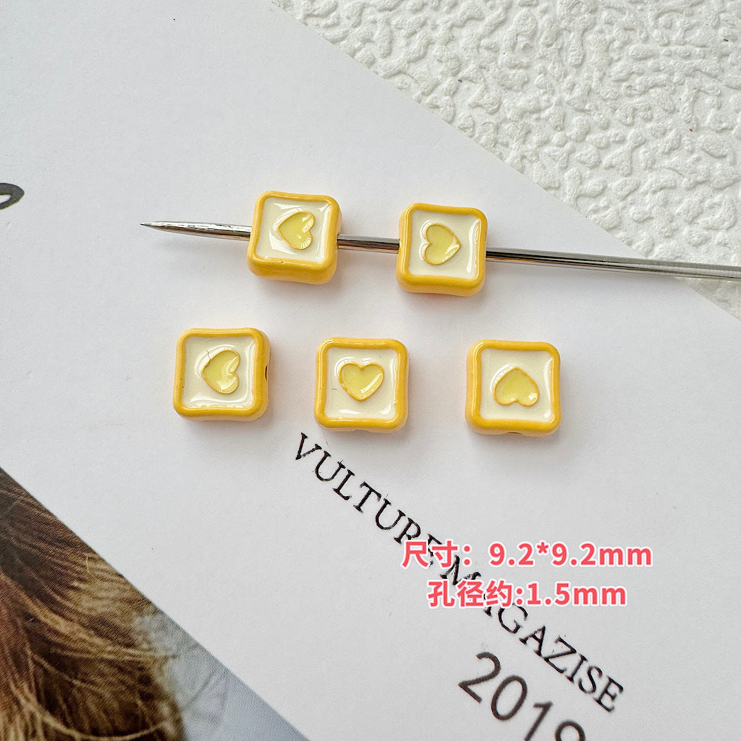 Star and Strawberry Heart Metal Beads Glossy Painted Colorful 10pcs 28