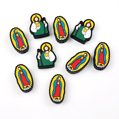 Silicone Focal Beads Religious Jesus Virgin Mary Detailed Figures 10pcs 5