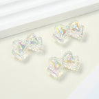 Transparent Ribbon Double Bow Acrylic Beads 15x25mm UV Plated 10pcs 5