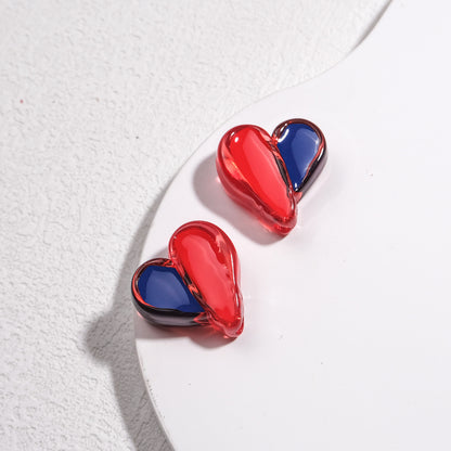 Clear Two-Tone Heart Acrylic Beads 18mm Glossy Enamel Finish 20pcs 17