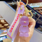 Crystal Bear Couple Keychain Frosted Resin with Golden Bow Tie 9