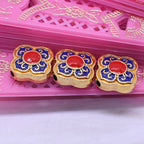Cloisonne Clover Metal Beads 14mm Golden Blue Red 10pcs 5