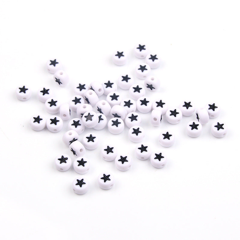 Colored Five-Pointed Flat Acrylic Beads 7mm Glossy Mixed 100pcs 7