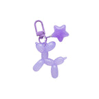 Acrylic Balloon Dog Keychain with Pentagram Star Charm Lilac