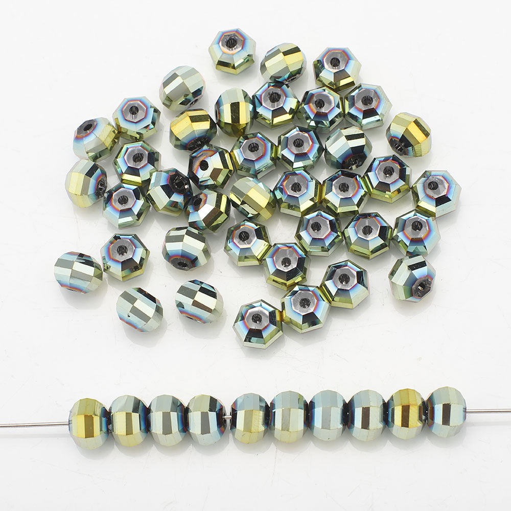 Glass Faceted Spacer Beads 8mm Plating Metallic Color 60pcs 10