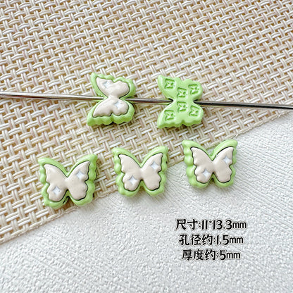 Butterfly Painted Metal Beads Decorative Alloy 10pcs 14