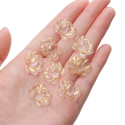 Lotus Transparent Glass Beads 16x21mm Pastel Colors 5pcs 16