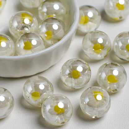 Sweet Bow Inside Resin Round Acrylic Beads 16mm 10pcs 7