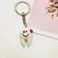 Resin Teeth Keychain Smiling White Tooth with Colorful Flower Charm 9