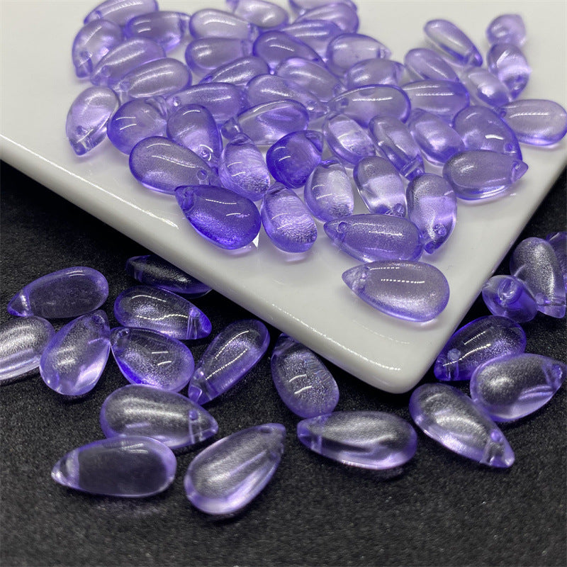 Czech Glass Beads Teardrop 8mm 14mm Glossy Purple Pink Iridescent 100pcs 13