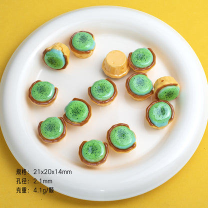 3D Molten Egg Tart Resin Beads 20mm Glossy Pastel Colors 10pcs 9